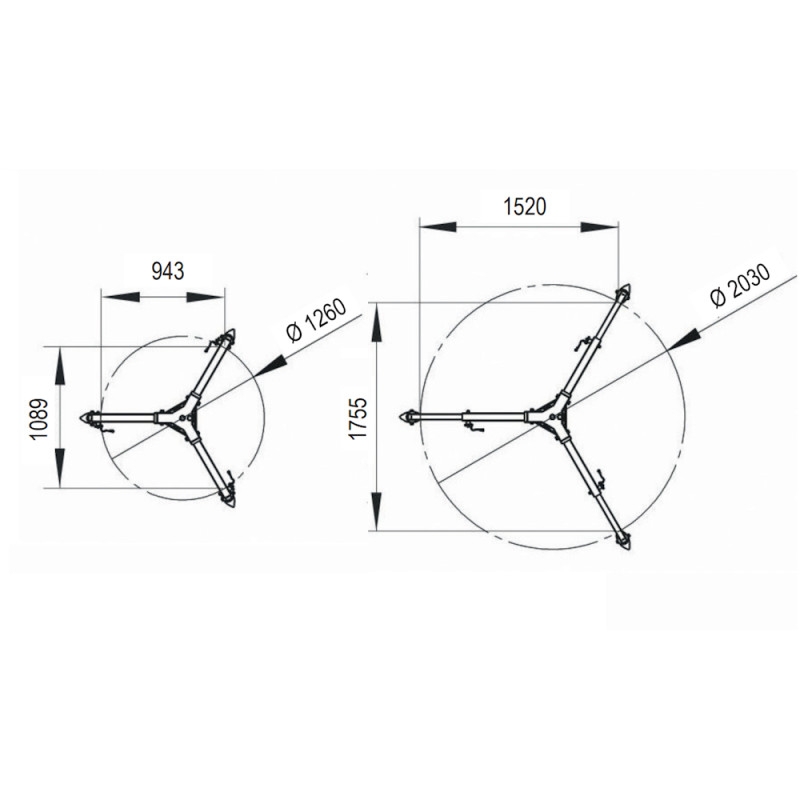 Тринога телескопічна IKAR DB-A2 XL з 2 точками кріплення діаметр 2030 мм AT055DB-A2-XL