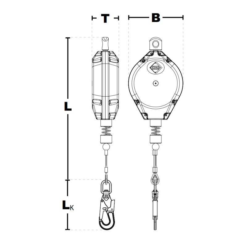 Страхувальний пристрій IKAR HWPS з тросом 24м пластиковий корпус HWPS 24
