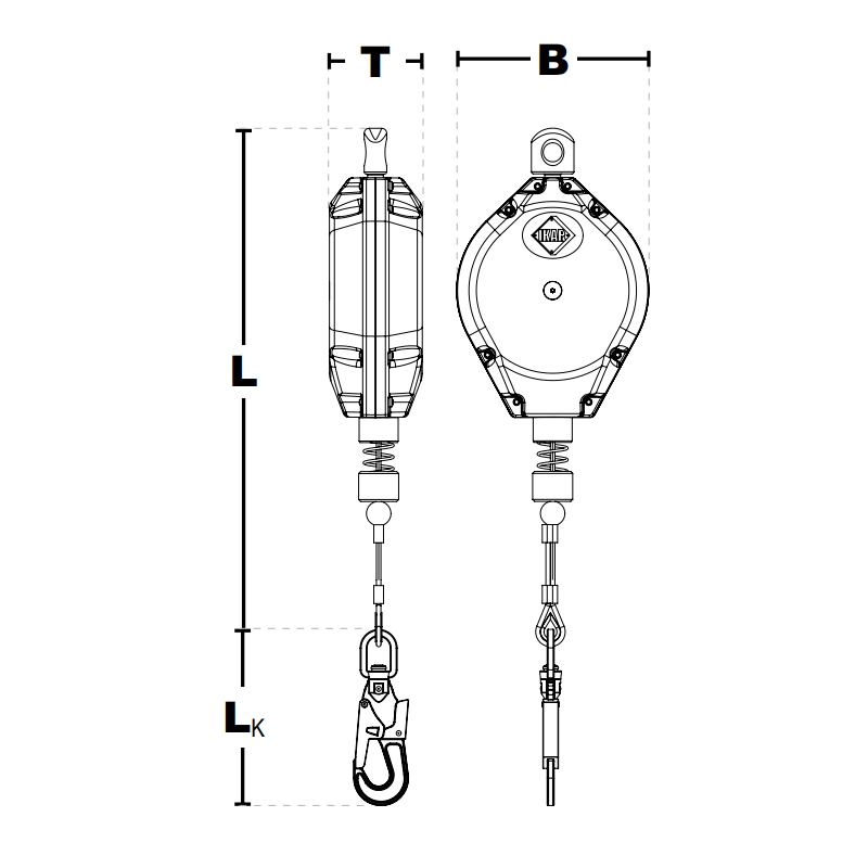 Страхувальний пристрій IKAR HWS з тросом 24м алюмінієвий корпус HWS 24