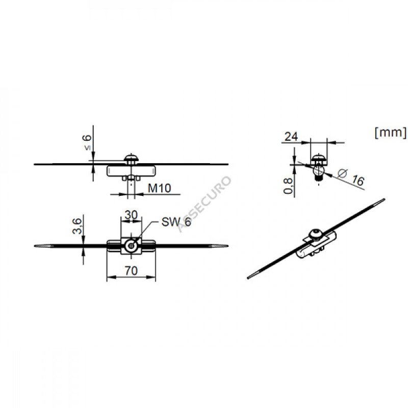 Комплект для крепления стойки INNOTECH Quadrat 13 для трапециевидного листа BEF-307
