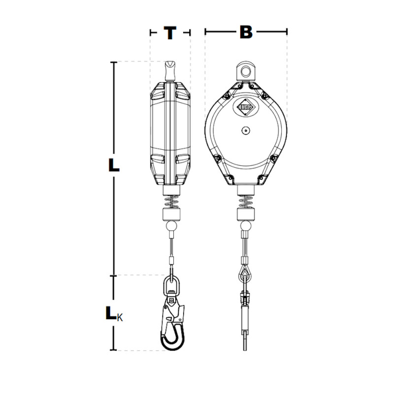 Страхувальний пристрій IKAR HWPS з тросом 12м пластиковий корпус HWPS 12