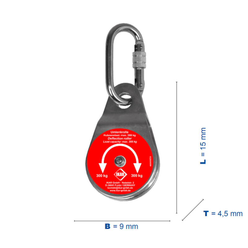Блок-ролик IKAR з карабіном овальним стальним АТ055-2