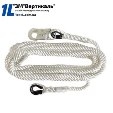 Фал рятувальний канатний 12м з карабіном К20 та петлею 1ФРК12П