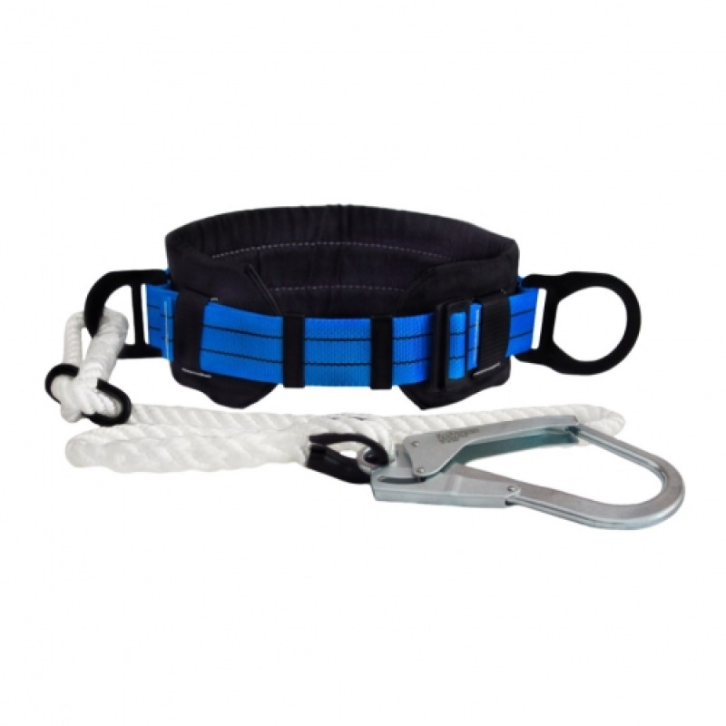 Пояс запобіжний безлямковий Вертикаль укомплектований стропом канатним з великим карабіном К55